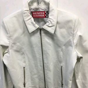 Wilson's Leather White Leather Jacket Large